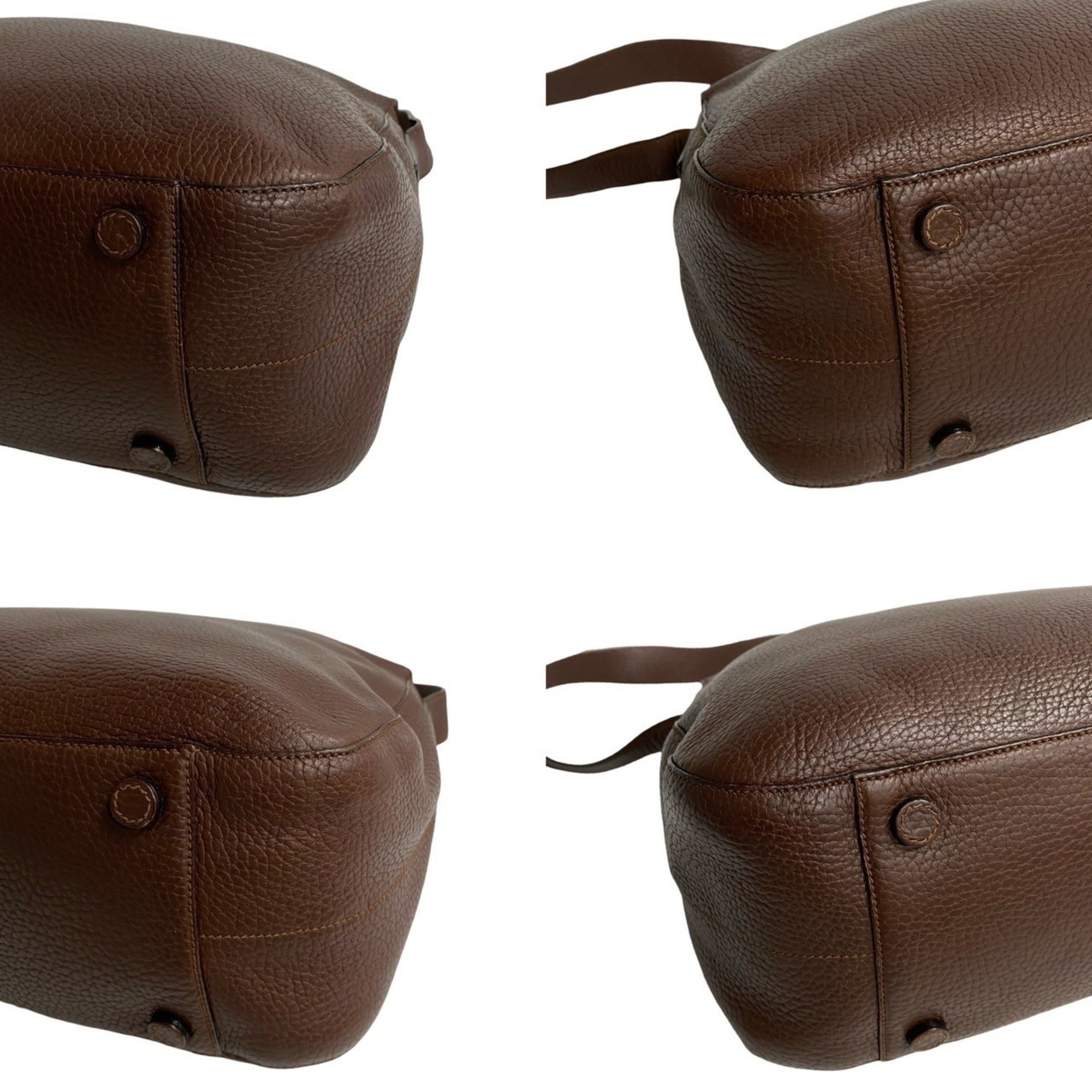 PRADA Prada engraved leather semi bag pochette sacoche brown 23457