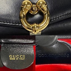 GUCCI Old Gucci Horseshoe Hardware Leather Handbag Tote Bag Black 15144