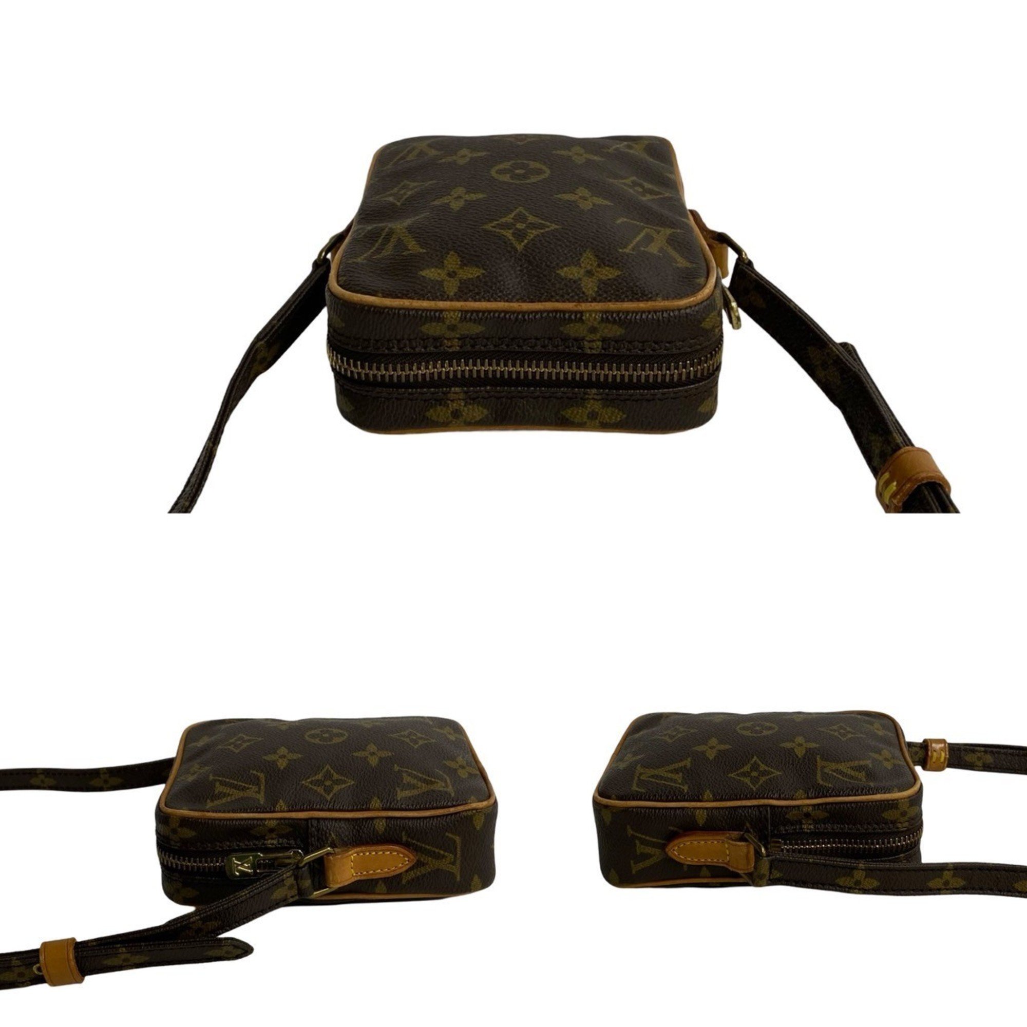 LOUIS VUITTON Louis Vuitton Danube Leather Shoulder Bag Pochette Brown 23582