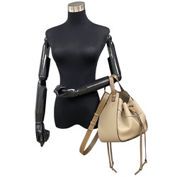 LOEWE Hammock Small Drawstring Leather 2way Shoulder Bag Handbag Beige 46162