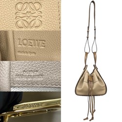 LOEWE Hammock Small Drawstring Leather 2way Shoulder Bag Handbag Beige 46162