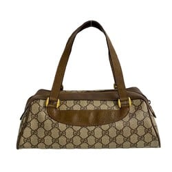 GUCCI Old Gucci GG hardware leather handbag Boston bag brown 22319