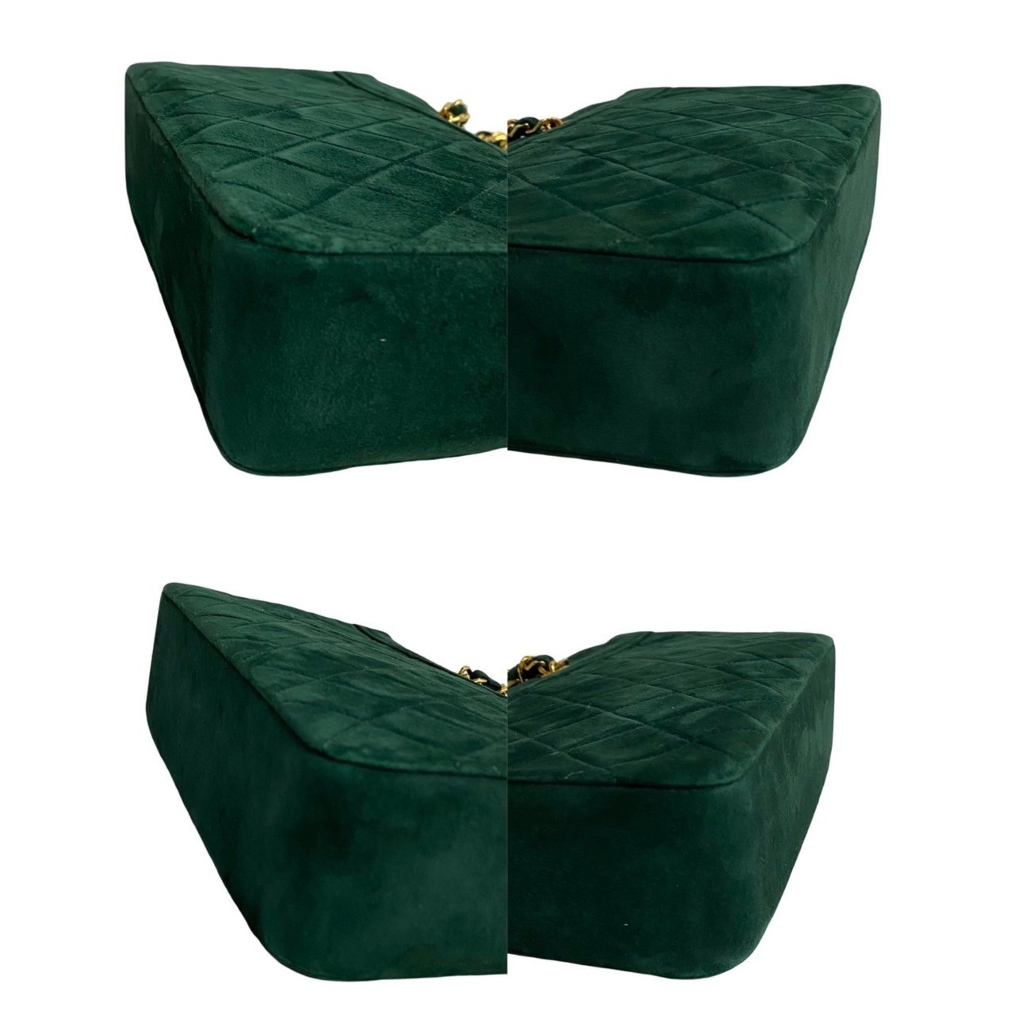 CHANEL Chanel Matelasse Suede Leather Coco Mark Chain Handbag Green 24800