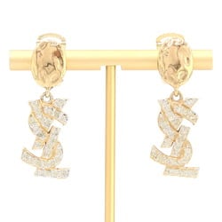 Yves Saint Laurent Earrings YSL Gold Metal Rhinestone Women's YVES SAINT LAURENT