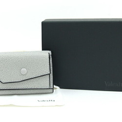 Valextra Tri-fold Wallet Compact Purse V8L26 Light Gray Leather Small Women's