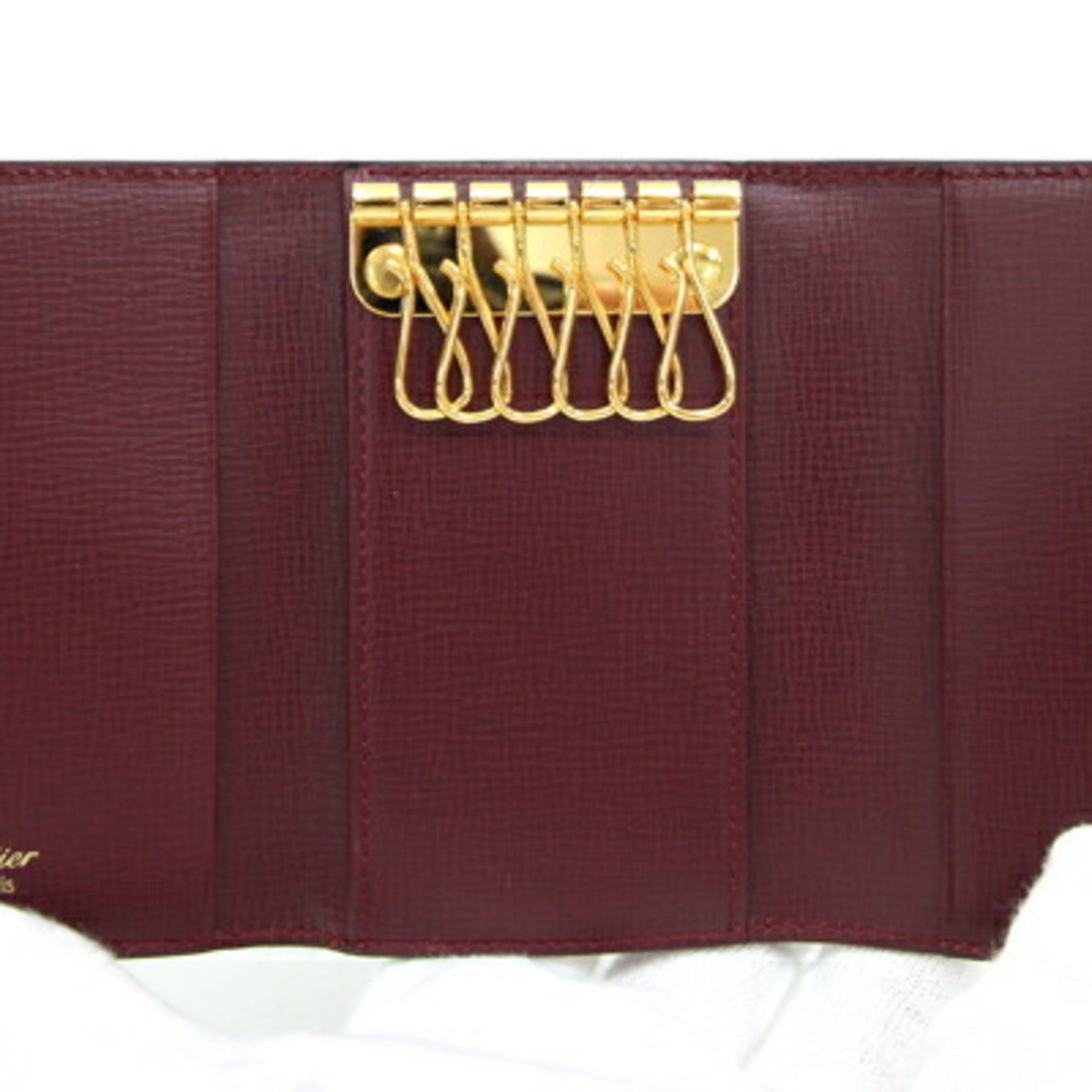 Cartier 6-Key Case Must L3000156 Bordeaux Leather Keys Wine Red Men's Women's