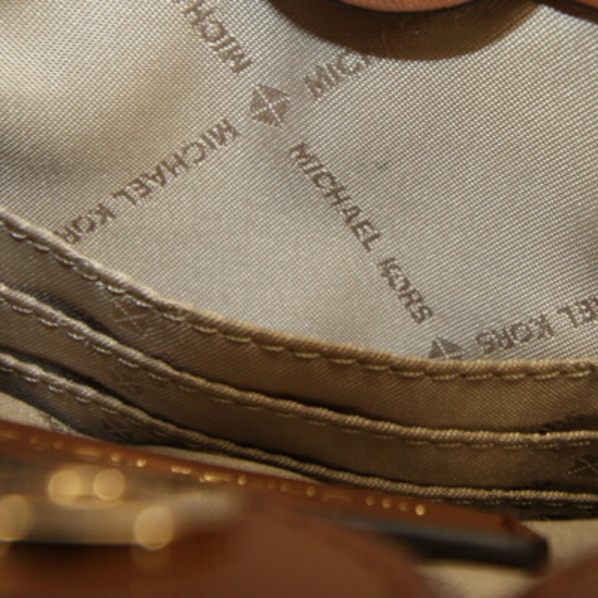Michael Kors Handbag 35T1GM9C0I Off-white Brown PVC Leather Shoulder Bag Smartphone Women's MICHAEL KORS