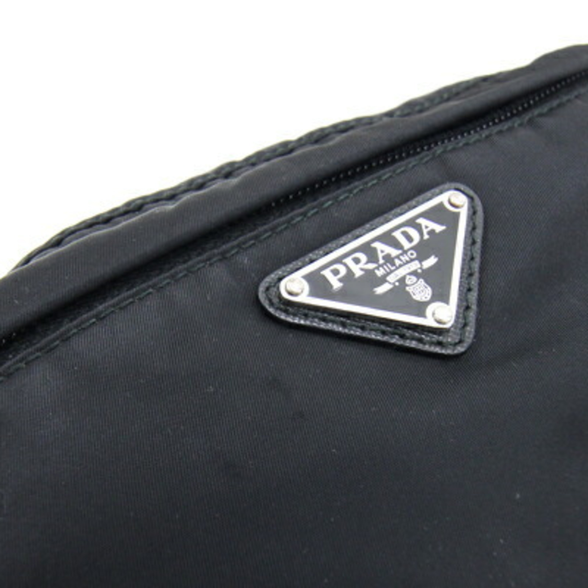 Prada Body Bag 1BL011 Black Nylon Leather Waist Pouch Women Men PRADA