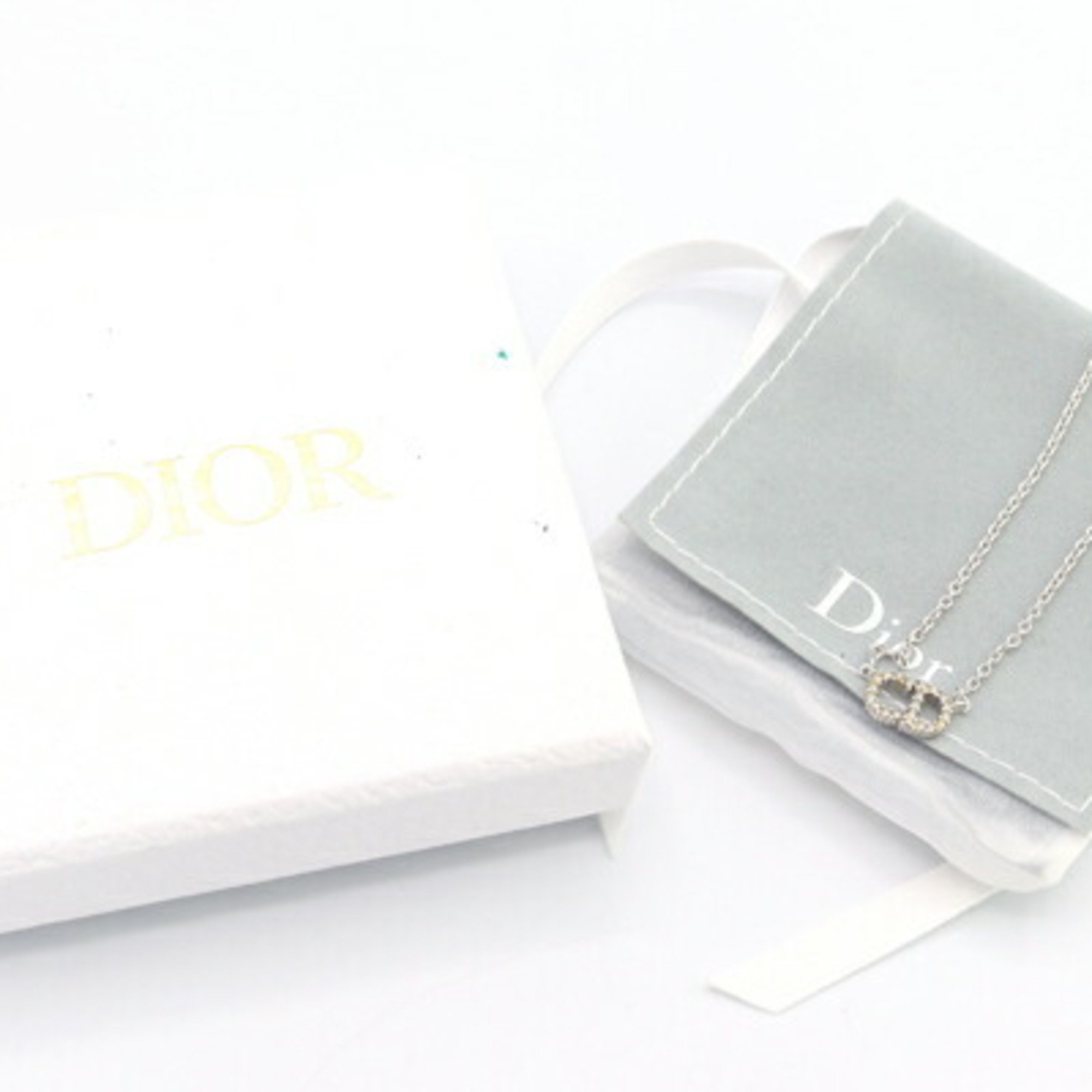 Christian Dior Dior Necklace Clair D Lune N0717CDLCY Silver Metal Rhinestone CD Choker Women's DIOR