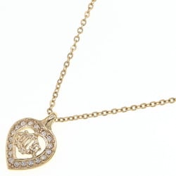 Christian Dior Dior Necklace DIOR Gold Metal Rhinestone Pendant Heart Old Women's Christian