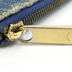 Louis Vuitton Coin Case Monogram Denim Pochette Cle M95343 Blue Purse Wallet Key Ring Compact Women's LOUIS VUITTON
