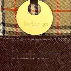 Burberrys Nova Check Canvas Leather Tote Bag Handbag Brown 32427