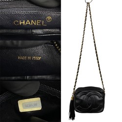 CHANEL Coco Mark Leather Chain Shoulder Bag Black 28097