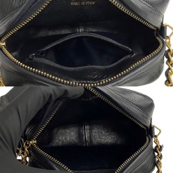 CHANEL Coco Mark Leather Chain Shoulder Bag Black 28097