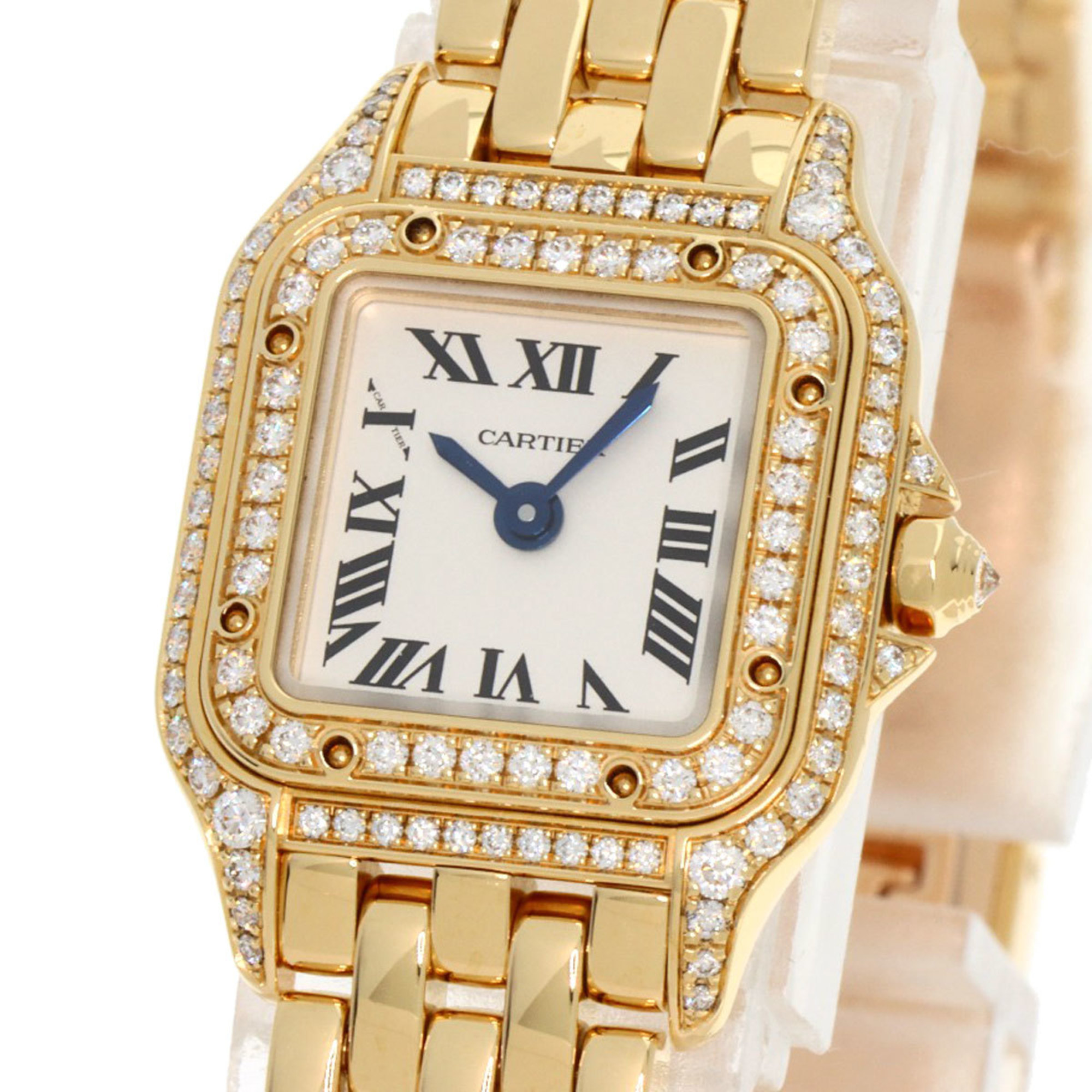 Cartier WJPN0032 Panthere de Double Bezel Diamond Current Model Wristwatch K18 Yellow Gold K18YG Ladies