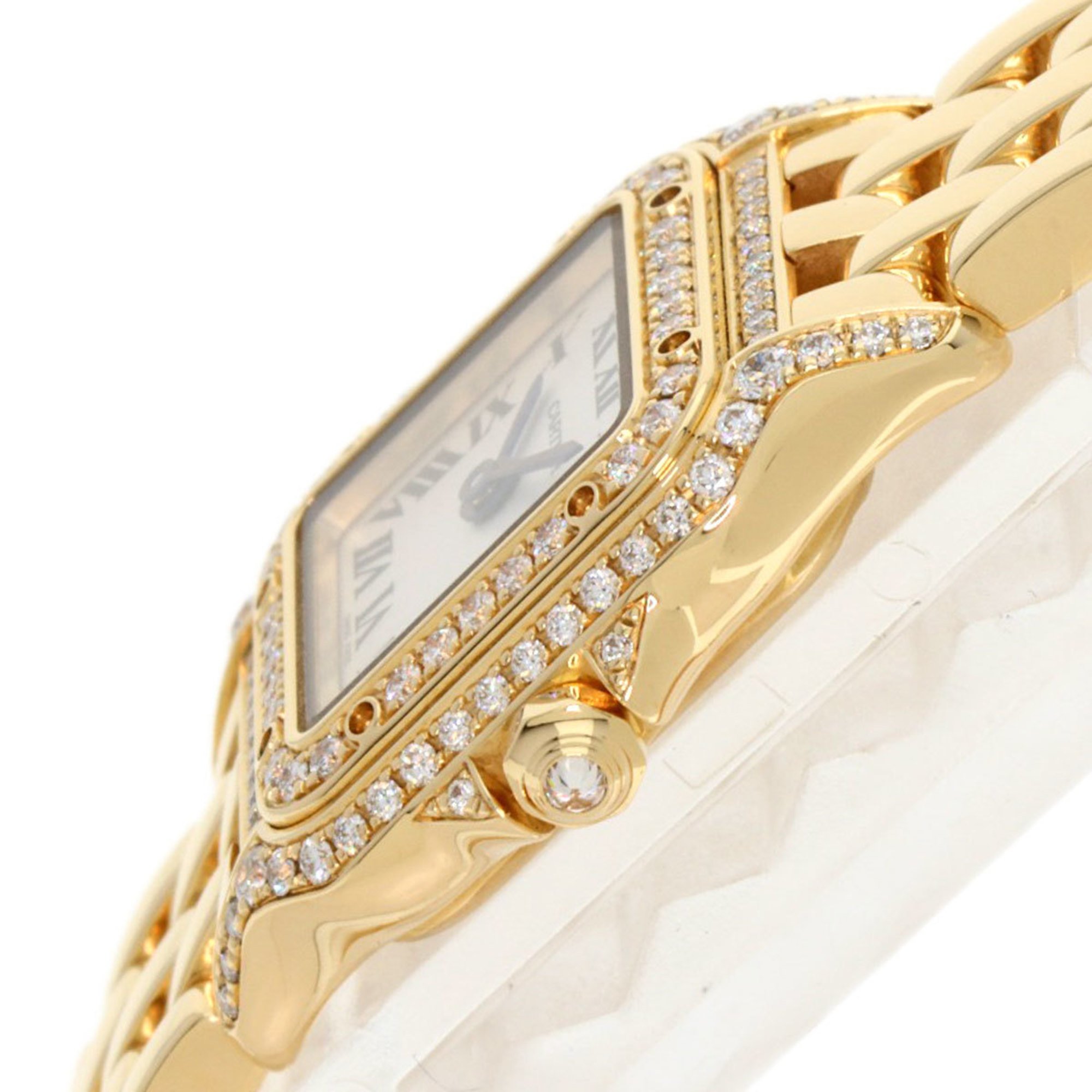 Cartier WJPN0032 Panthere de Double Bezel Diamond Current Model Wristwatch K18 Yellow Gold K18YG Ladies