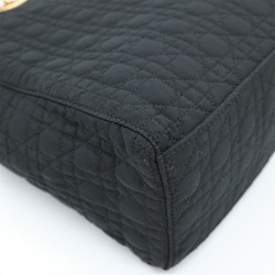 Christian Dior Lady Cannage Handbag Tote Quilted Canvas Black