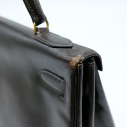 HERMES Kelly 32 handbag in box calf leather, dark brown
