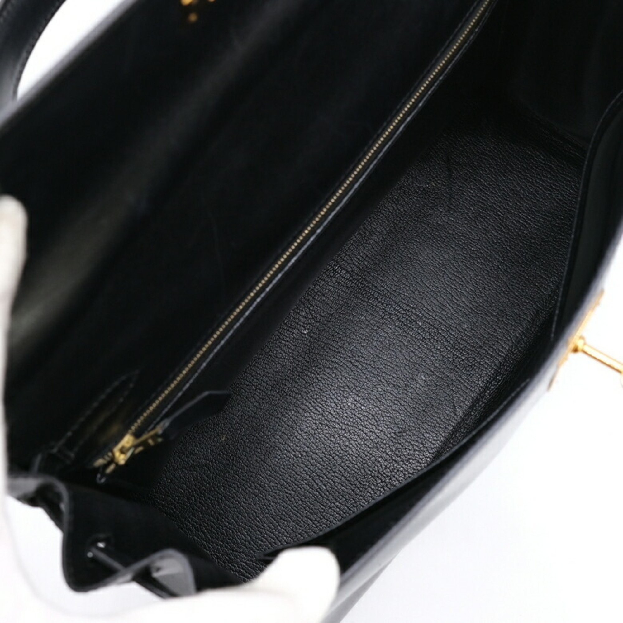 HERMES Kelly 32 handbag in box calf leather, black