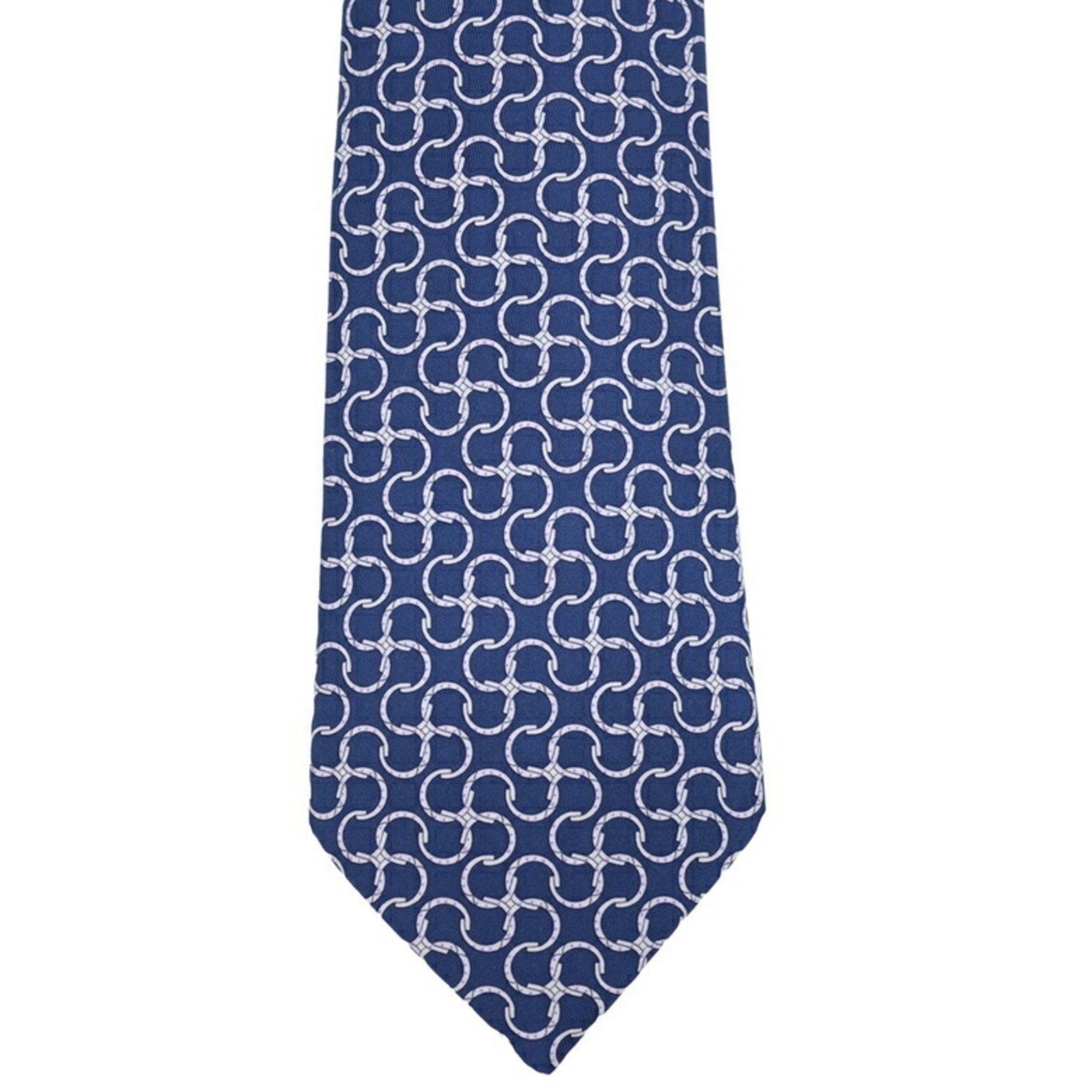 HERMES 5245SA tie, 100% silk, horseshoe pattern, blue
