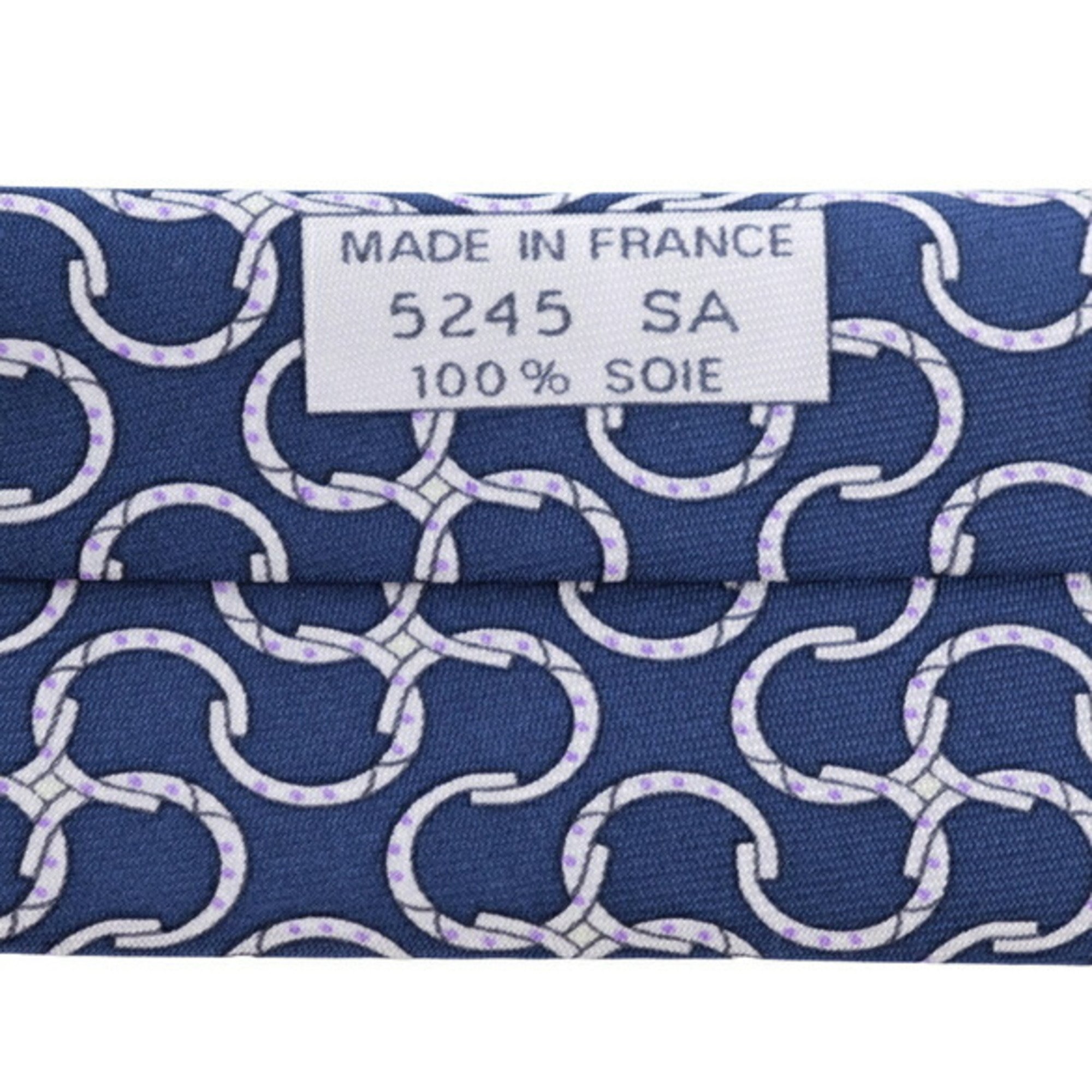 HERMES 5245SA tie, 100% silk, horseshoe pattern, blue