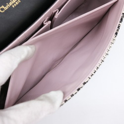 Christian Dior New Rock Tweed Chain Shoulder Bag Black White Beige