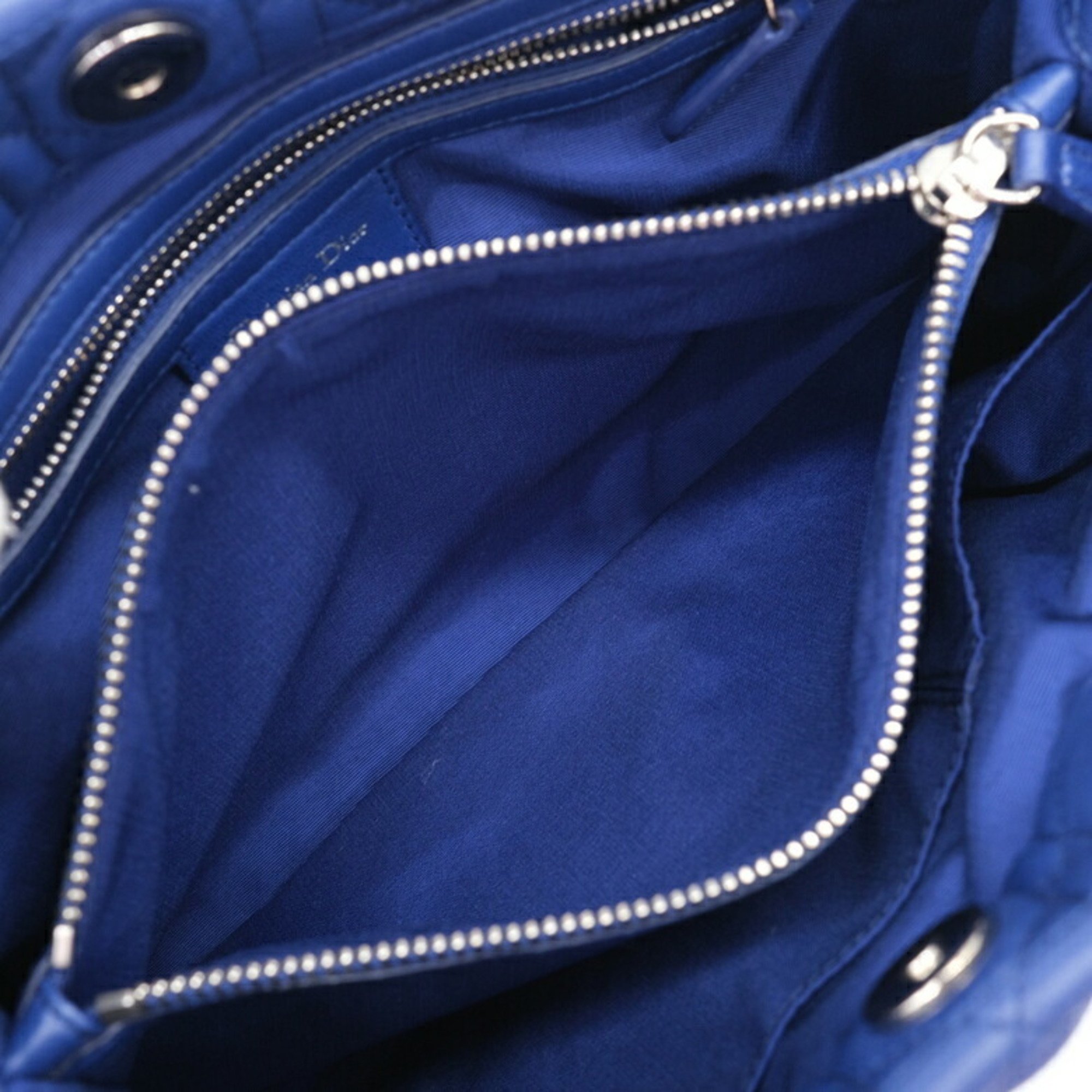 Christian Dior Lady Cannage Nappa Leather Handbag Tote Blue