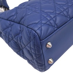 Christian Dior Lady Cannage Nappa Leather Handbag Tote Blue