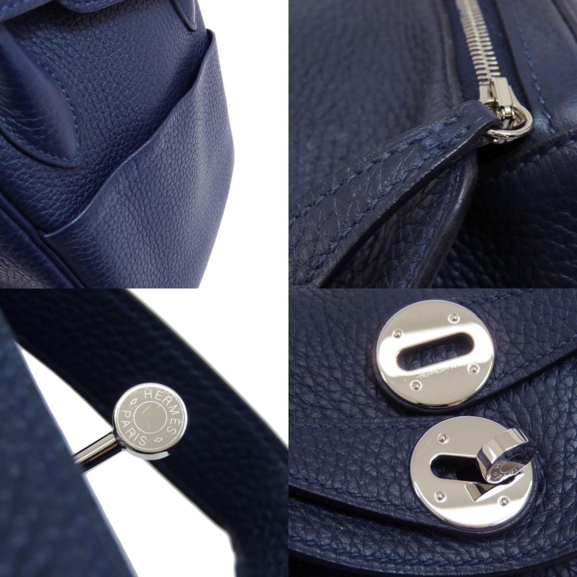 Hermes Lindy 26 Blue Nuit Handbag Taurillon Women's