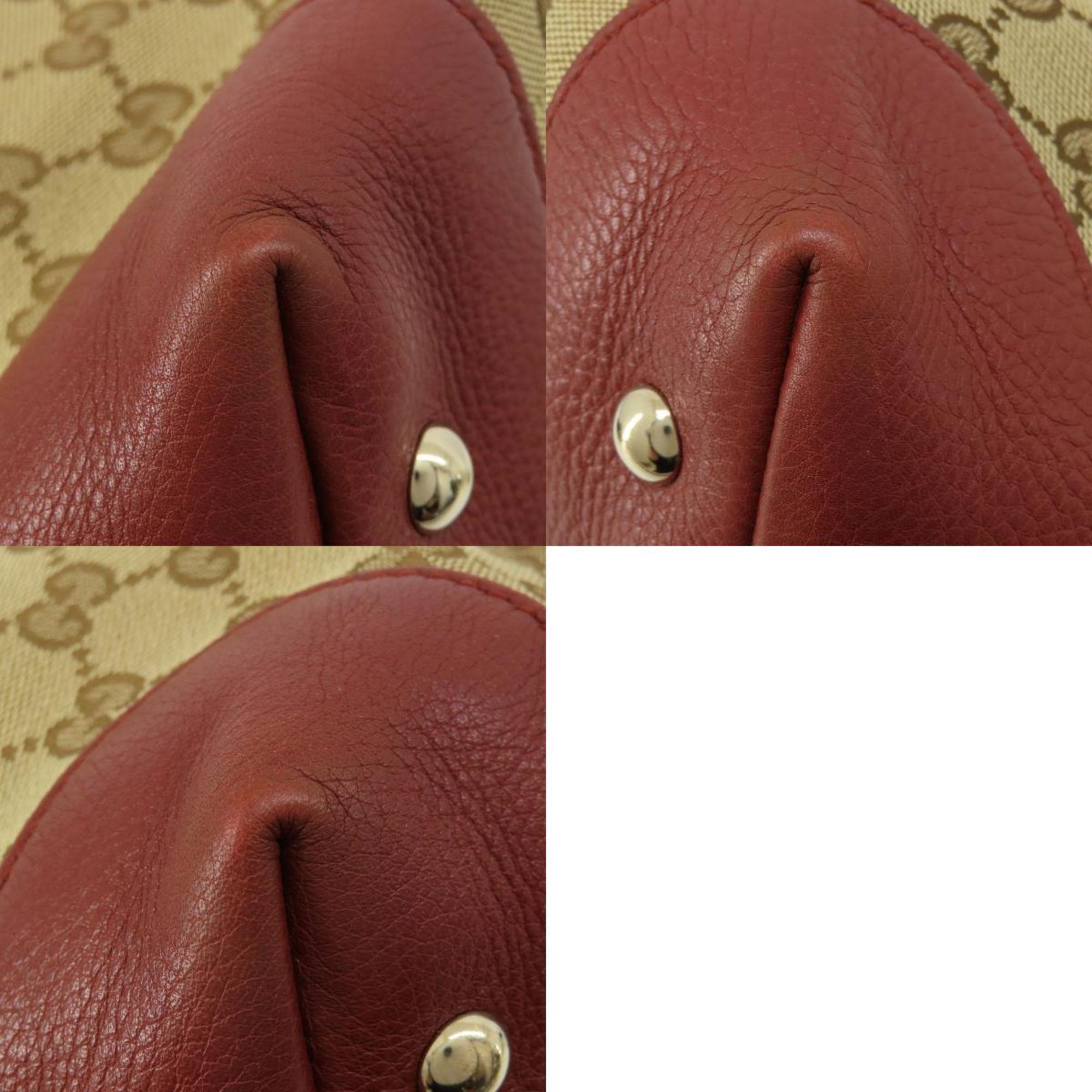 Gucci 296850 GG Horsebit Tote Bag Canvas Leather Women's