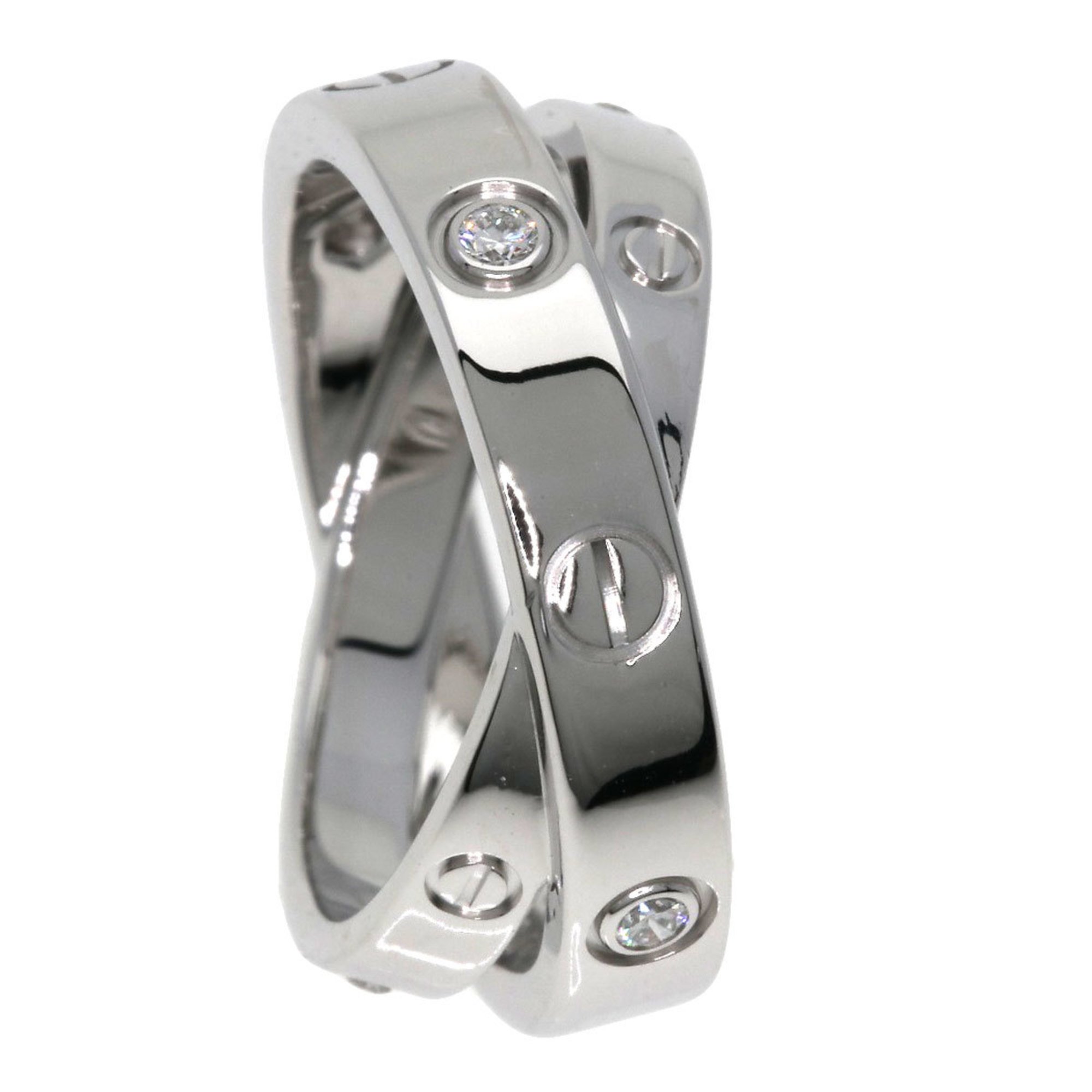Cartier Be Love 6P Diamond #46 Ring, K18 White Gold, Women's