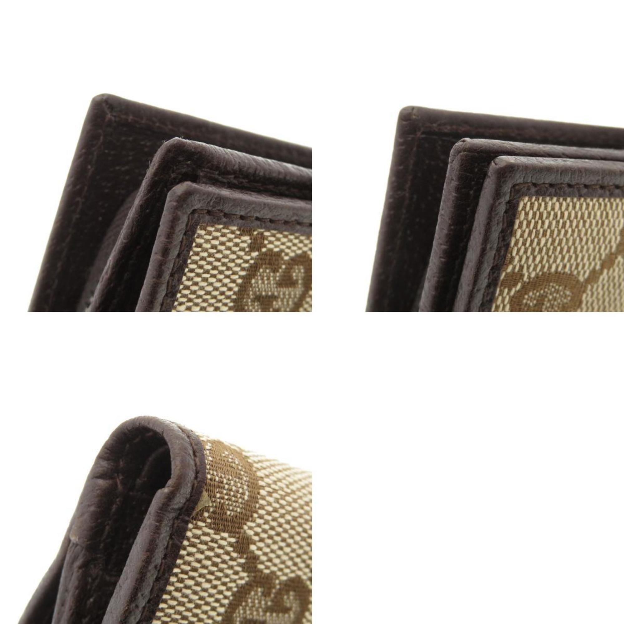 Gucci 146568 GG Bi-fold Wallet Canvas Leather Women's