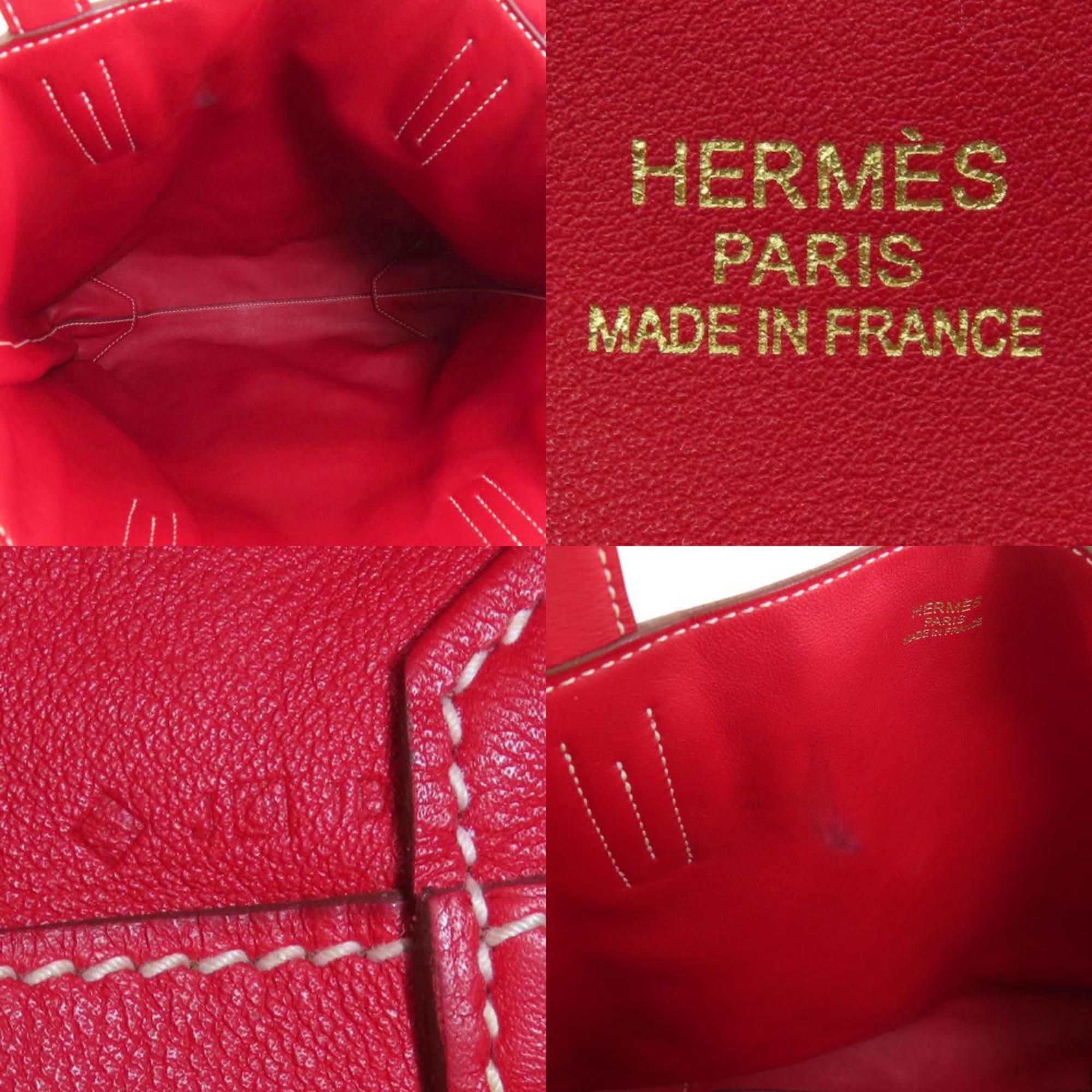 Hermes Double Sens Vauxissime Brown Red Tote Bag Leather Women's
