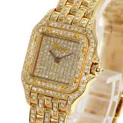 Cartier WF3072B9PVE Panthere SM Full Diamond Manufacturer Complete Wristwatch K18 Yellow Gold K18YG Ladies