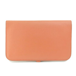 Hermes Dogon GM Pink Long Wallet Evercolor Women's