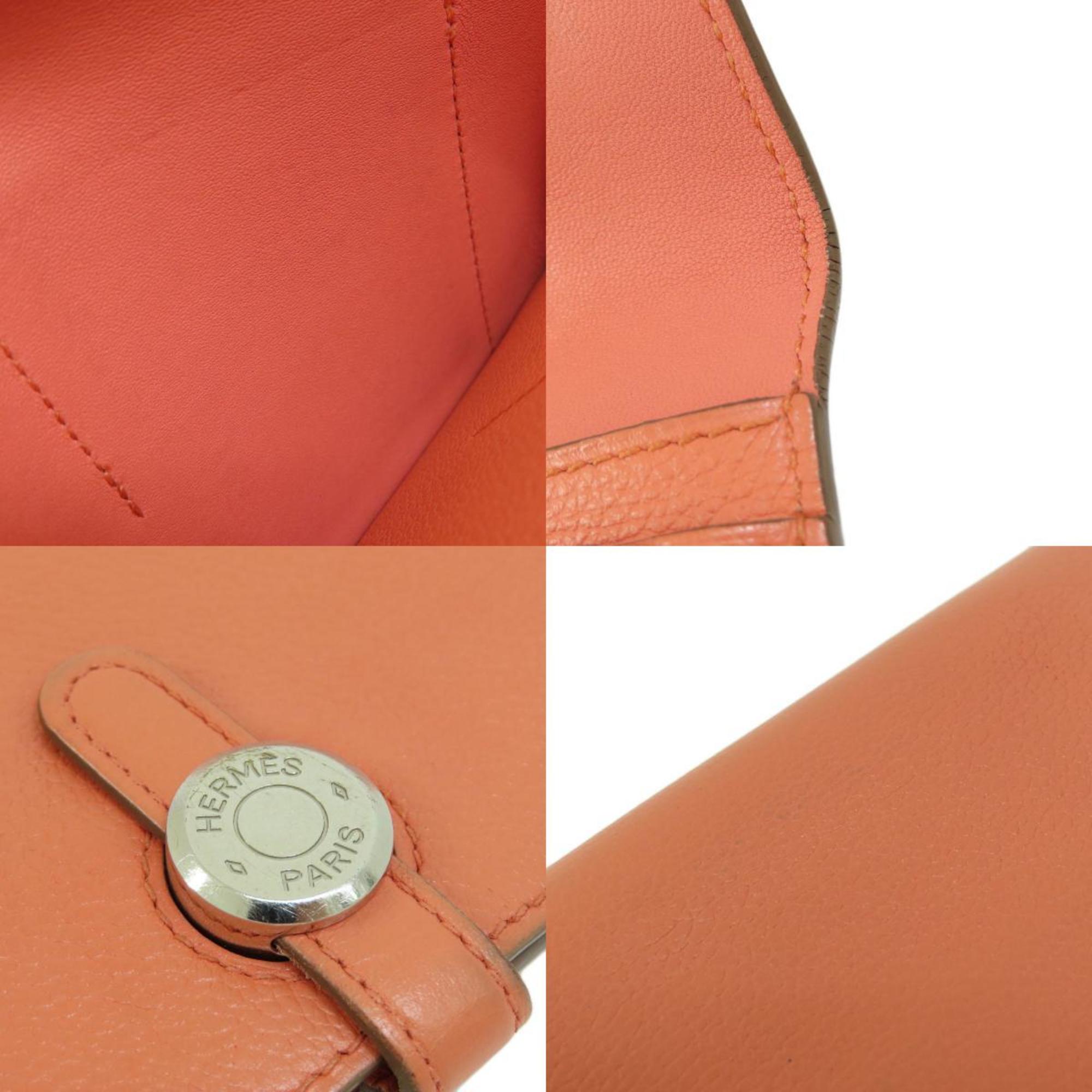 Hermes Dogon GM Pink Long Wallet Evercolor Women's