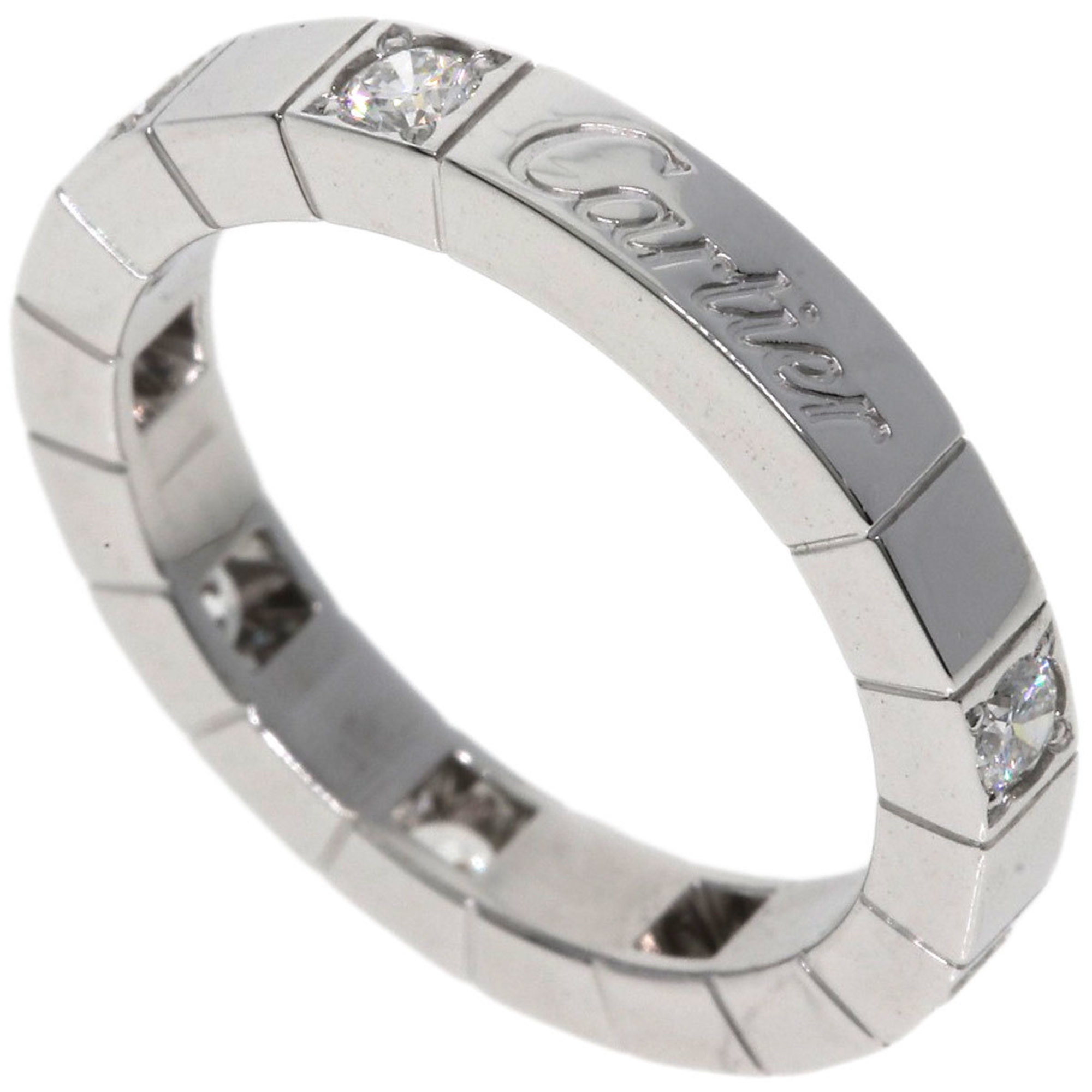 Cartier Lanier Half Diamond #47 Ring, K18 White Gold, Women's