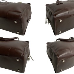 LOEWE Amazona 36 Anagram Leather Boston Bag Handbag Brown 21542