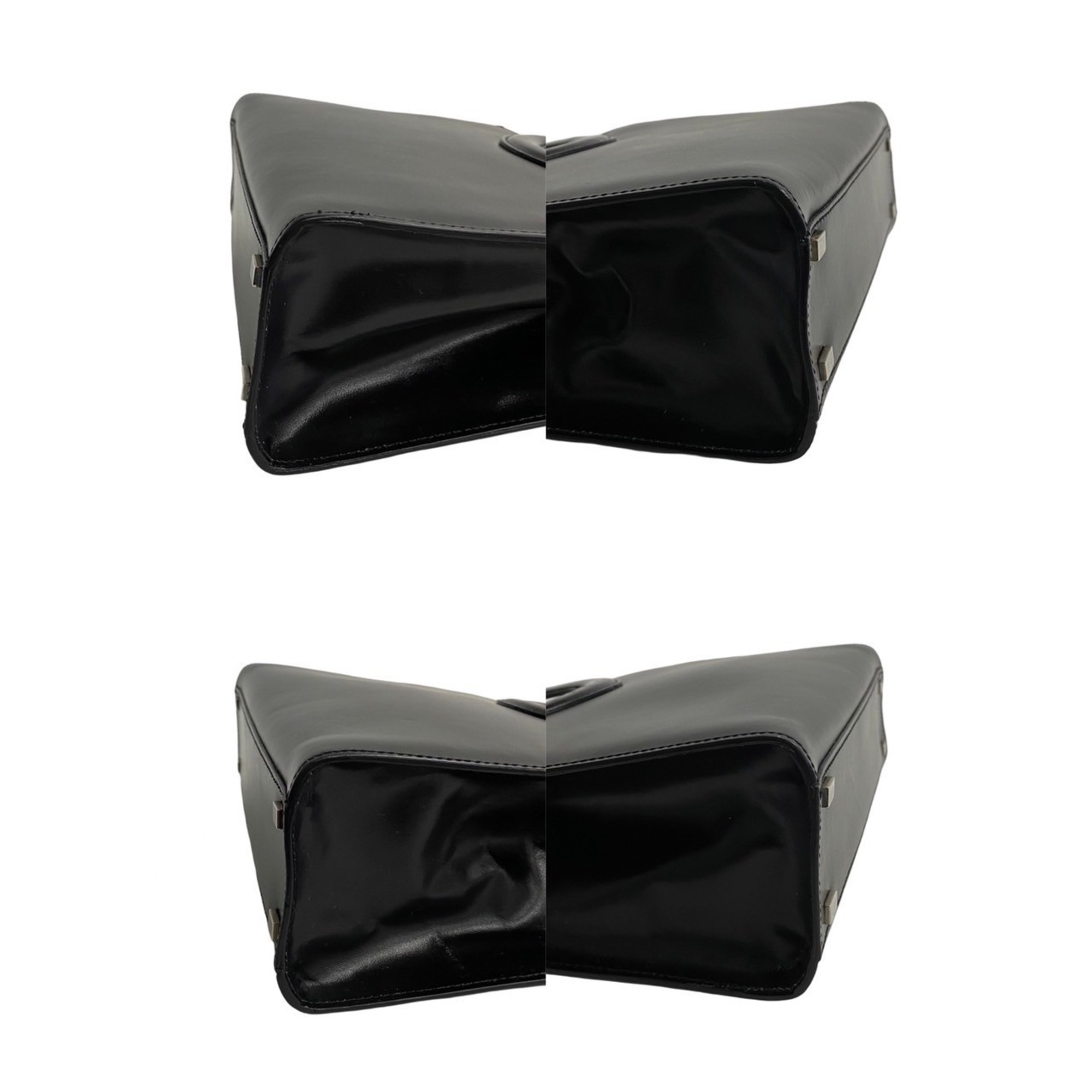 CELINE Circle Calf Leather 2way Handbag Shoulder Bag Black 23073