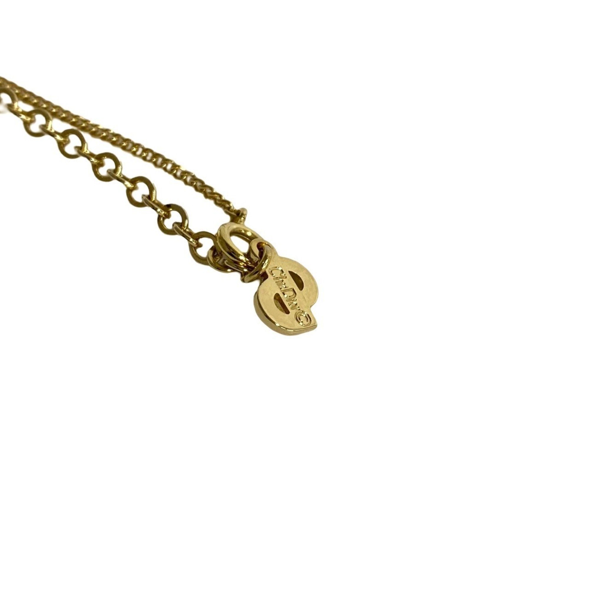 Christian Dior metal chain necklace pendant women's men's gold 84325