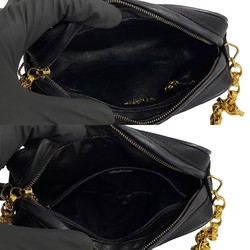 CHANEL Matelasse Satin Leather Chain Shoulder Bag Black 13017