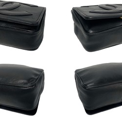 CHANEL Decacoco 18cm Leather Chain Shoulder Bag Pochette Black 85868