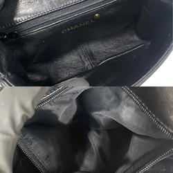 CHANEL Decacoco 18cm Leather Chain Shoulder Bag Pochette Black 85868