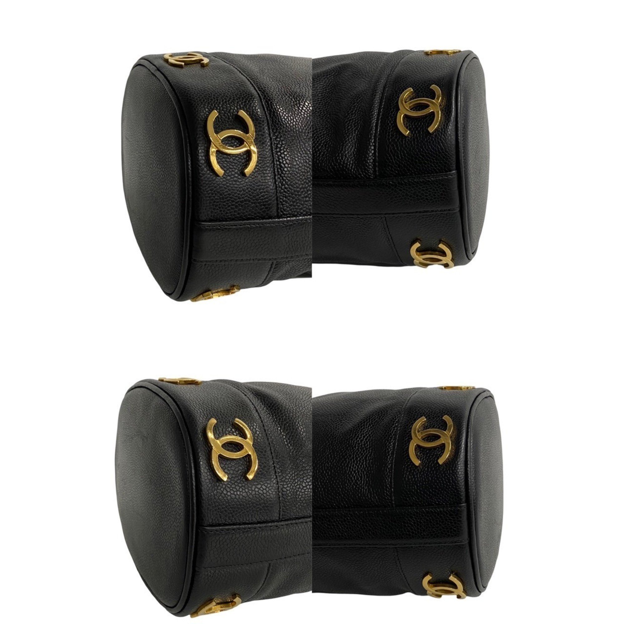 CHANEL Caviar Skin Leather Shoulder Bag Pochette Black 68584