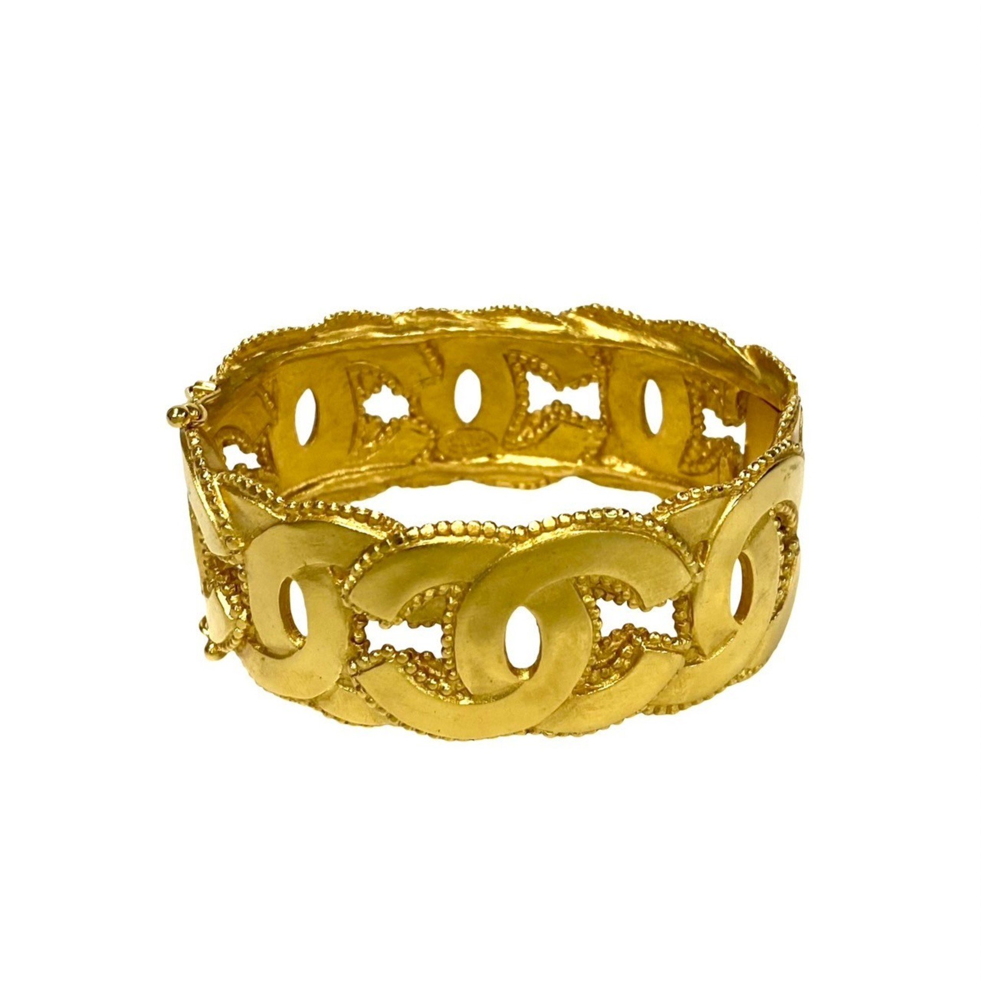 CHANEL 96A engraved Coco mark bracelet bangle gold men's women's 19844
