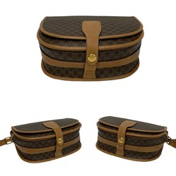 CELINE Macadam Blason Triomphe Leather Shoulder Bag Brown 86877