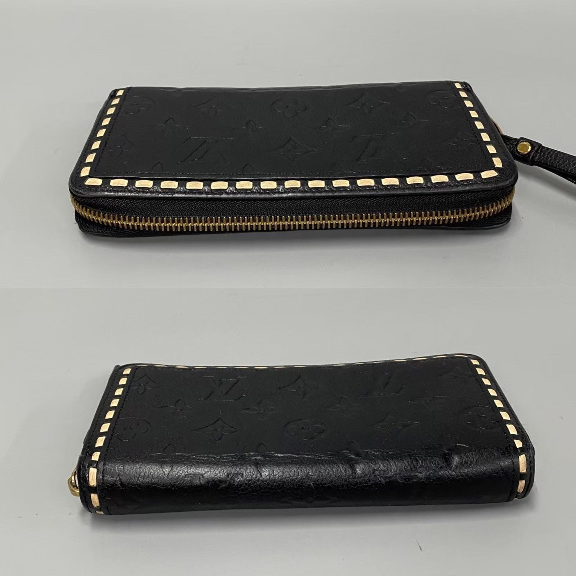 LOUIS VUITTON Louis Vuitton Zippy Wallet Monogram Empreinte Leather Long Black 20301