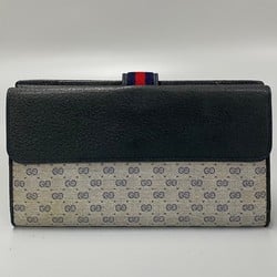 GUCCI Old Gucci Sherry Line Micro GG Pattern Leather Bi-fold Long Wallet Navy 33174