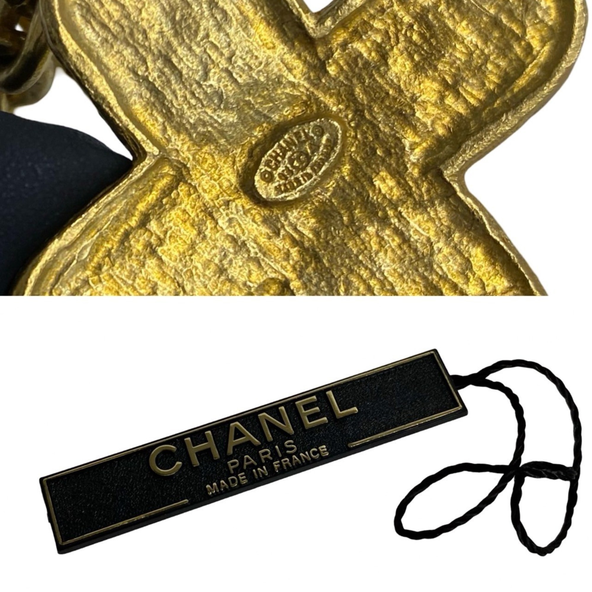 CHANEL Chanel 94A Engraved Coco Mark Bell Motif Chain Necklace Pendant Gold 03745