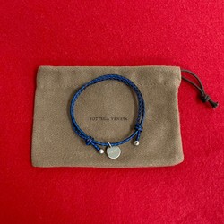BOTTEGA VENETA Intrecciato Leather Black Navy Bracelet 112-4
